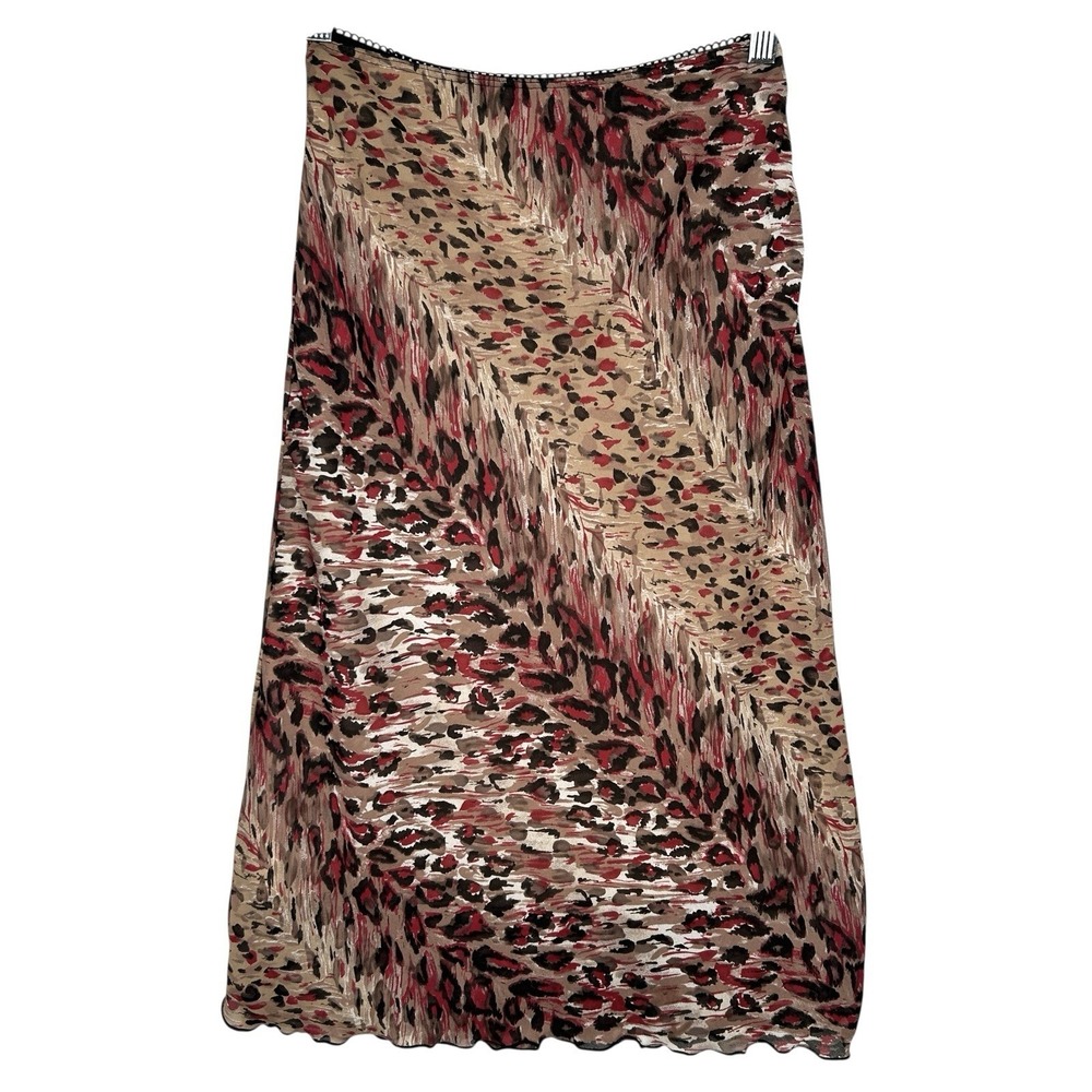 Vintage Y2K Midi Skirt‎ Sz 3 Fairy Whimsigoth Chiffon Leopard Retro La Belle USA